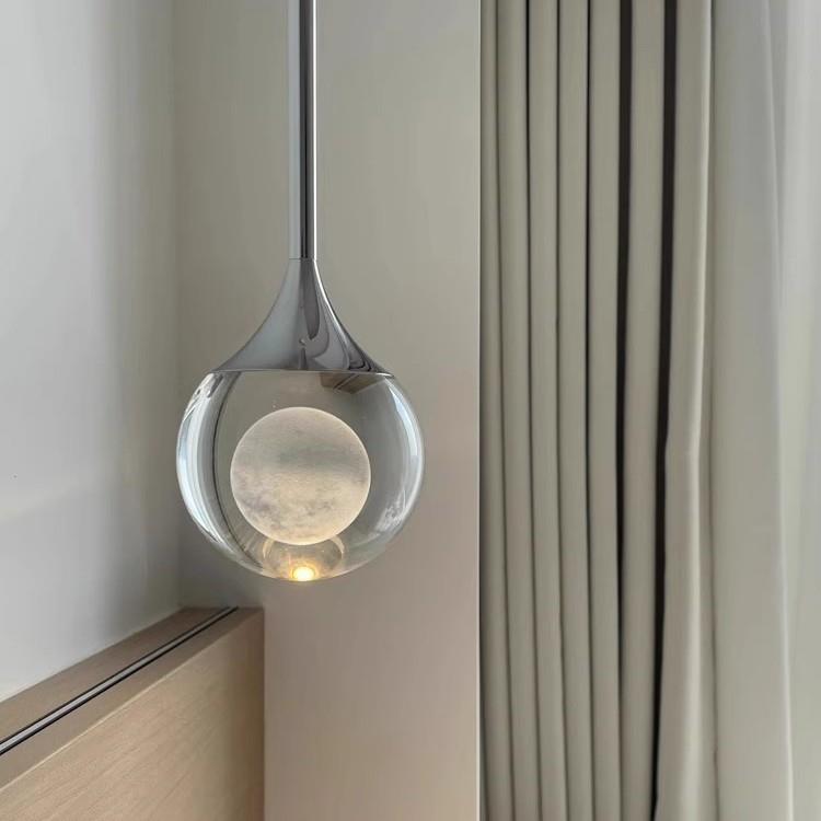 可升降悬停月球床头小吊灯意式极简轻奢高级感酒店楼梯间氛围吊灯 - 图2