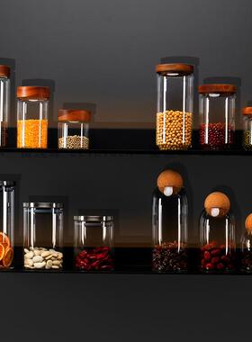 样210718板房间厨房密封分装瓶罐橱柜玻璃储物罐件创意软摆照装拍