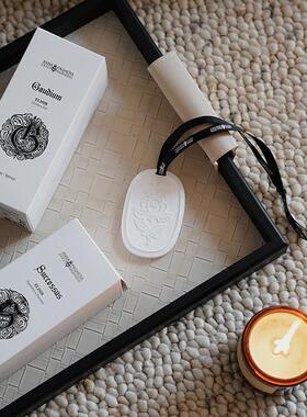 轻奢高端样板房酒店轻奢皮革香薰托盘皮质置物收纳盘饰品拍摄摆件