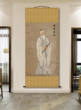 祖师爷菩提老祖画像神像卷轴挂画佛像供奉丝绸材质客厅装饰画新品
