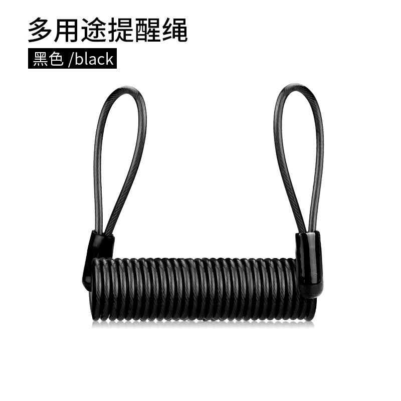 包胶黑色弹簧钢丝绳 摩托车碟刹锁提醒绳 加粗防盗可伸缩配密码锁 - 图3