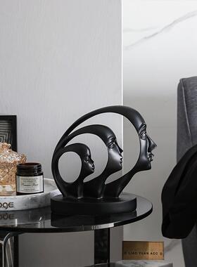 抽象艺术装饰桌面黑白舞者创意人物小众高端家居简单现代装饰