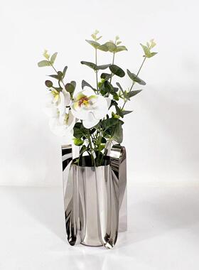 现代简约欧式5306银金属裙边饰花器花瓶摆件板房售色楼样处软装品