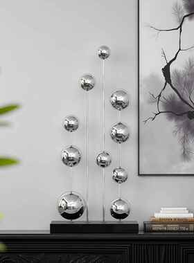 玄关壁龛不锈钢镜面雕塑摆件客厅电视柜售楼部轻奢高级感创意摆设