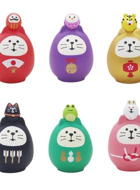 日式猫ZAKKA达摩公仔猫桌面装饰摆件