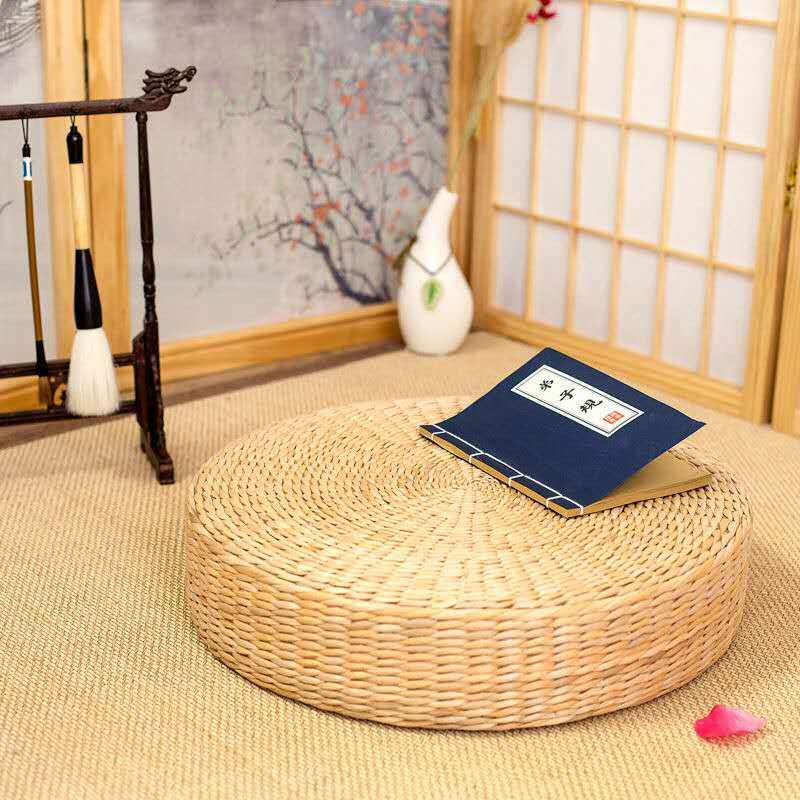 Straw bay window rattan chair mat straw seat cushion corn leaf futon corn husk balcony thin round cushion woven seat