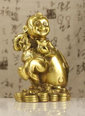 铜猴子摆件金猴纳福装饰品摆件