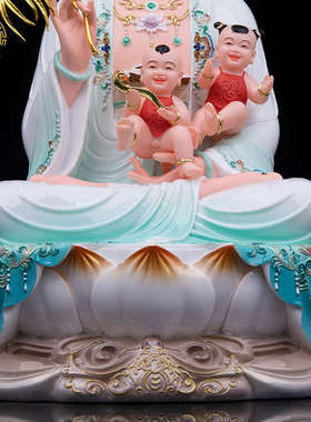 送子观音菩萨佛像龙凤送子娘娘雕像汉白玉仿瓷求子观音家用摆件