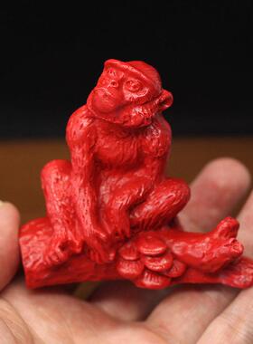 天然朱砂十二生肖鼠龙猴三合贵人风水局摆件辰砂动物12属相申子辰