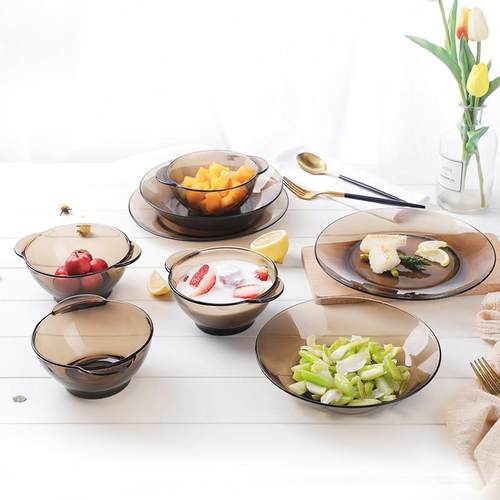 进口DURALEX多莱斯ins风耐热钢化玻璃轻奢餐具碗盘家用套装高级感 - 图1