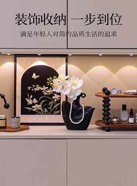 中古风玄关装饰摆件钥匙收纳进门鞋柜客厅高级感复古家居软装小众