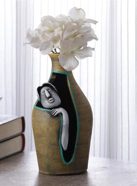 北欧风格简约创意家居花瓶摆件树脂花瓶客厅装饰品树脂工艺品摆件