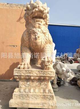 12麒麟石雕公司商场门口动物摆件大型园林动物加工精雕