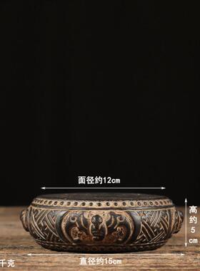 彷古石雕天然青石 福寿石鼓 中式茶席装饰底座复古民俗怀旧摆件