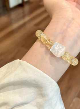 日富一日！原创设计天然黄阿赛手链醒狮手链