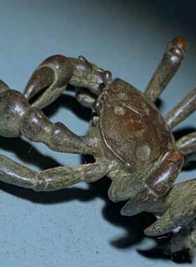 古玩铜器螃蟹摆件八方来财文玩茶台茶桌茶几摆件茶宠大发横财摆件