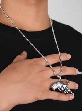不锈钢霸气饰品手指手枪项链项链