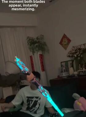 酷可伸缩激光双刃剑个性化创意儿童玩具雷星权杖发光玩具手指旋转