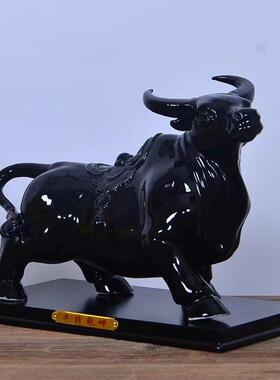 十二生肖陶瓷牛饰品，黑牛变天下招财，风水镇屋，居家办公工艺饰