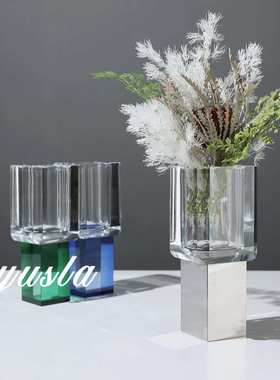 简约玻璃客厅茶几柜插干花瓶餐厅别墅样板间桌面花器摆件软装饰品