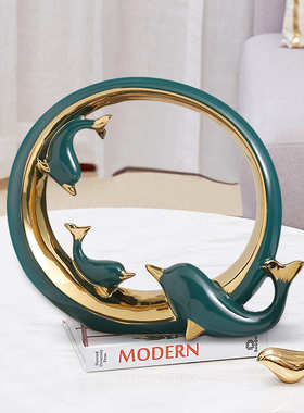 轻奢陶瓷工艺品摆件创意治愈系小物件幸福感客厅展示柜家居软装饰