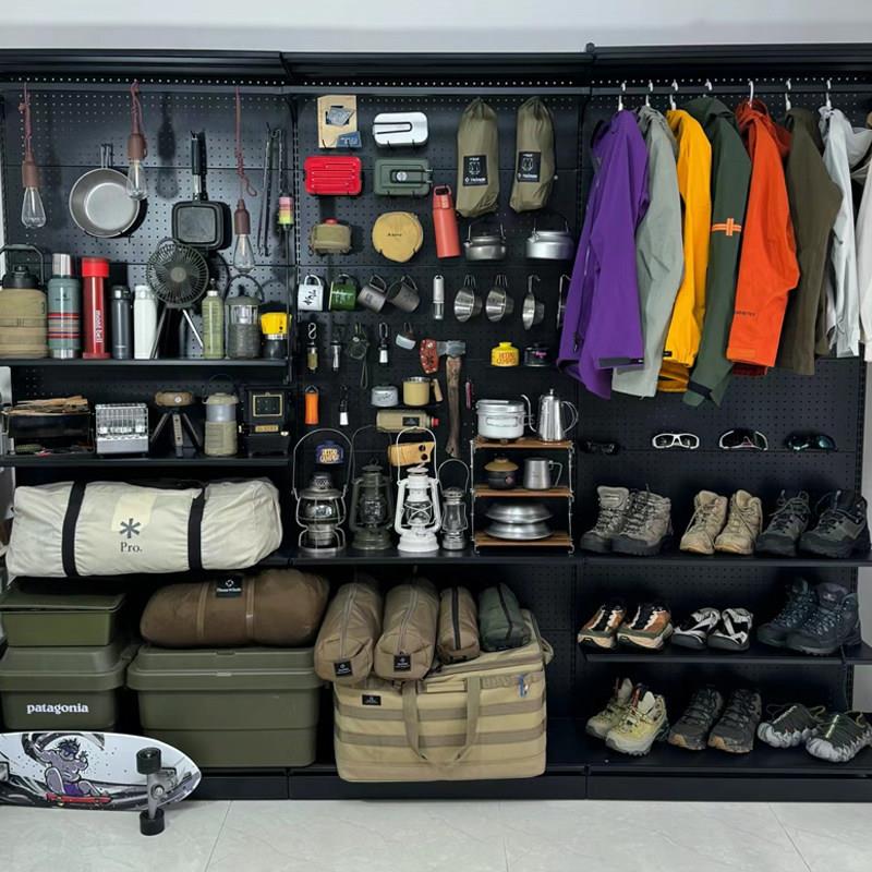 Camping equipment hole board shelf storage outdoor supplies cycling sports sports home floor display rack