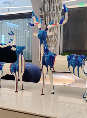 流光溢彩鹿摆件轻奢软装工艺礼品摆饰客厅玄关电视柜酒柜家居装饰