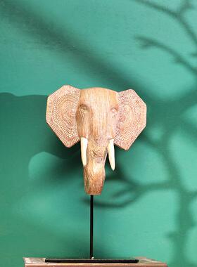 东南厅风轻奢大1_20象象头桌面摆件居客挂壁装饰家品树脂亚工艺