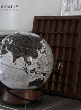 螺旋底座】矿岩黑色宏微地球书房客厅办公室样板间地球仪摆件开业