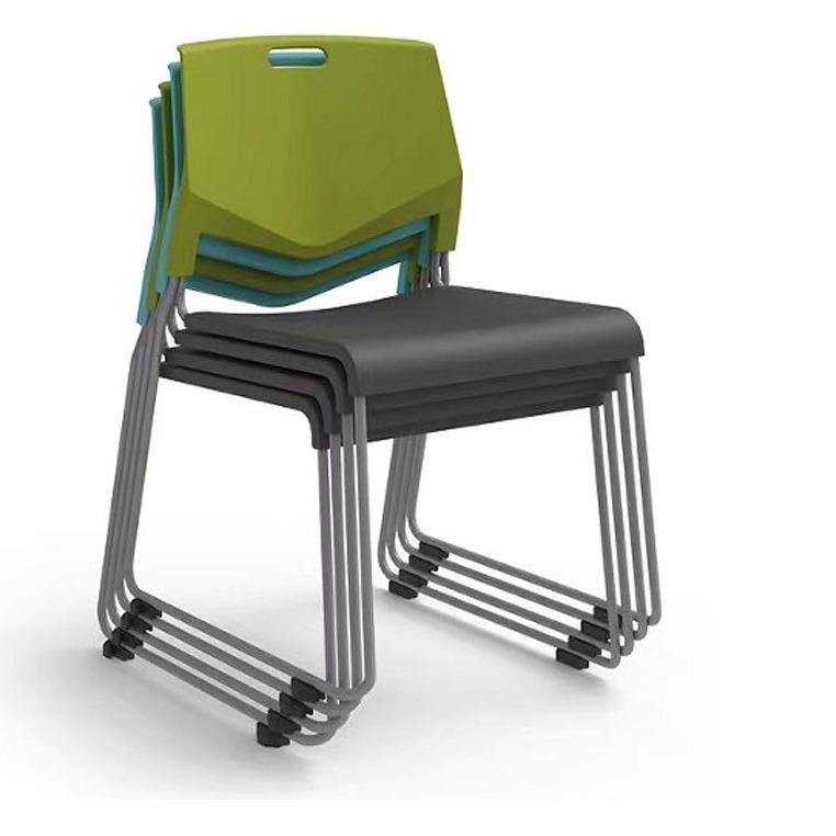 广东洽谈休闲接待椅办公会议椅塑料椅无扶手椅弓形椅堆叠椅小推车 - 图3