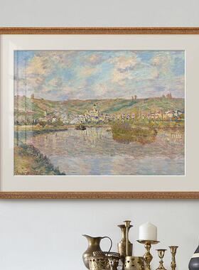 法式无障碍豪华客厅背景墙装饰画欧式覆古入口餐厅壁画莫奈名画山