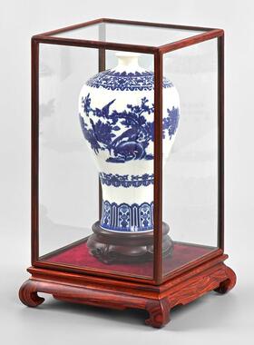 红木雕红酸枝宝笼玻璃罩子佛像品文玩花瓶摆件工艺品防尘罩展示盒