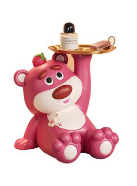 草莓熊玄关钥匙收纳摆件托盘支架桌面客厅家居装饰品乔迁新居礼物