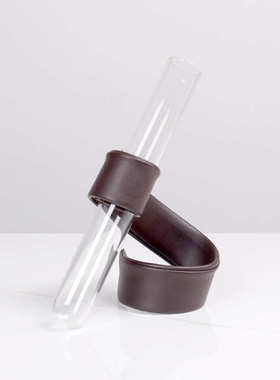 简约现代创意玻璃皮套花插摆件样板间售楼处客厅餐厅托盘装饰品