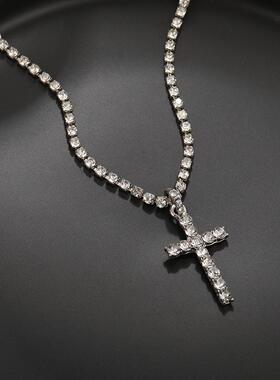 Cross necklace十字项炼满钻吊坠满钻盒子炼项炼闪闪发亮jewelry