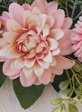 复活节春天金属铁艺仿真花复古千层玫瑰大铁艺壁挂家居客厅装饰门