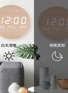 挂钟客厅2025新款创意时钟壁灯钟表挂墙免打孔万年历简约现代大气