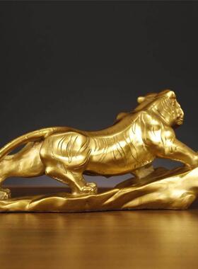 纯铜虎摆件老虎十二生肖虎啸山河上山虎下山虎办公室家居客厅礼品