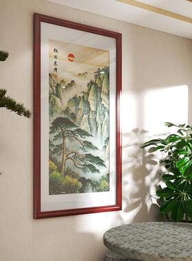 旭日东升靠山图有山无水画入门户玄关过道泰山日出迎客松壁画挂画