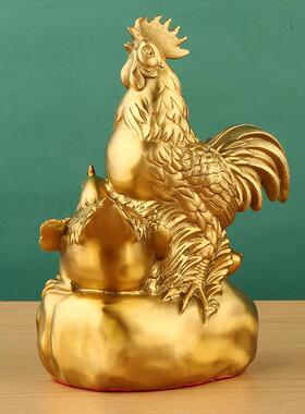 黄铜合家欢乐鸡摆件铜公鸡工艺品家居客厅摆饰装饰品新婚堂内摆件