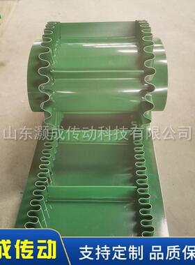 绿色pvc大倾角裙边传输带现货供应按需加工环形输送带输送效率高