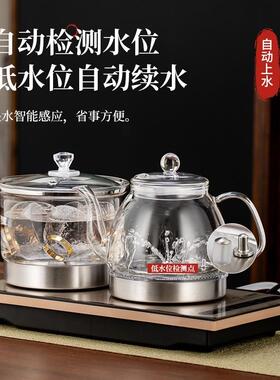 底部全自动上水电热烧水壶茶台茶具一体抽水泡煮茶玻璃台嵌快煮壶