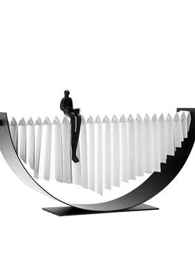 现代简约金属创意艺术软装饰品家居样板间玄关柜人物造型轻奢摆件