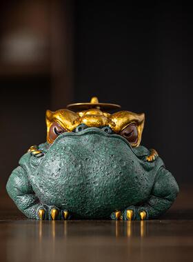 青沙石天机IYC金蟾招财摆件创意中式家面办公居室桌装饰开业迁茶