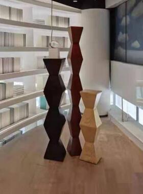 无尽之柱北欧原木木雕落地层叠摆件艺术支架花垫创意几何展示架凳