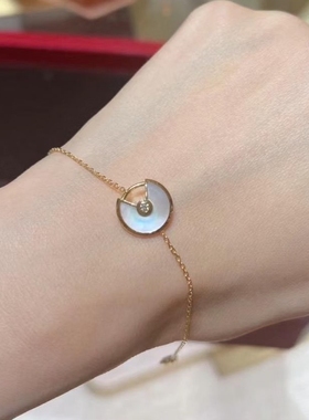 公价1.38万】99新卡地亚18K黄金护身符白贝母手链B6044017正品