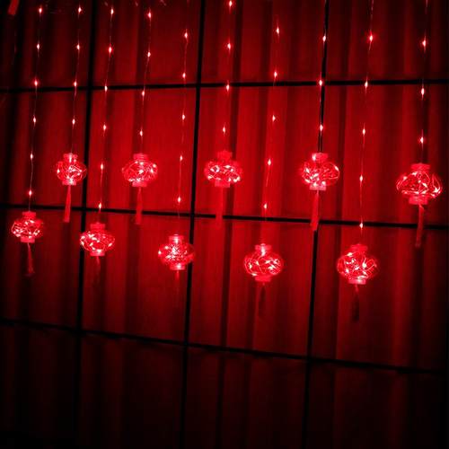 新年灯笼氛围灯福字窗帘灯led彩灯闪灯串灯家用过年春节装饰户外 - 图1