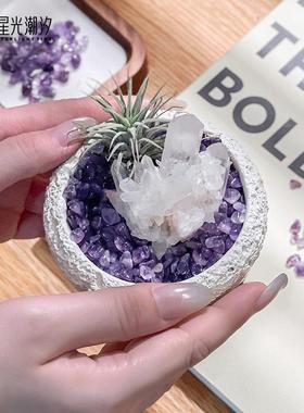 星光潮汐办公室桌面摆件白水晶净化装饰品客厅玄关小摆件乔迁礼物