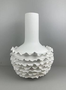 现简约白色手工陶瓷花店器摆艺术设计件33居软装客厅桌面酒家样板