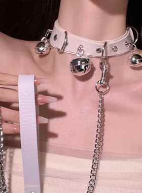 铃铛项圈女m项链牵引绳脖子颈链颈带人戴choker情趣sm圣诞节摇铃